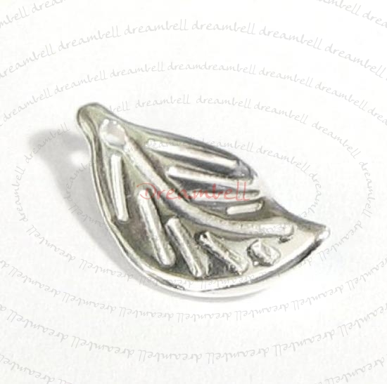 Bright STERLING SILVER LEAF DANGLE CHARM SPARCER 18.5mm