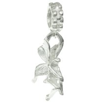 Bright Sterling Silver Butterfly Fairy Angel Dangle Bead for European Charm Bracelets