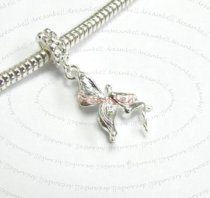 Bright Sterling Silver Butterfly Fairy Angel Dangle Bead for European Charm Bracelets