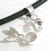 1 x Sterling Silver Bail Pendant Pinch in Clasp Connector Slide "M"