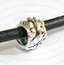 Gold 925 Sterling Silver Butterfly Dots Bead Tube for European Charm Bracelets