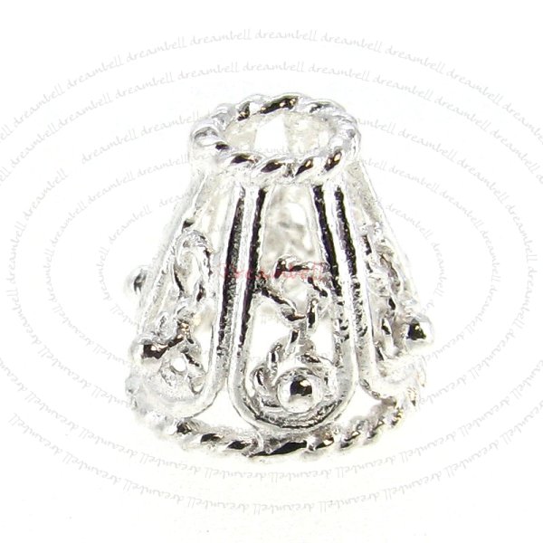 4x Sterling Silver Filigree Bali Bead Cone Cap 8x 8mm