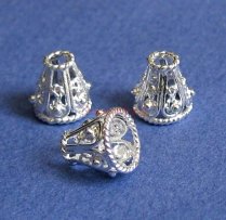 4x Sterling Silver Filigree Bali Bead Cone Cap 8x 8mm