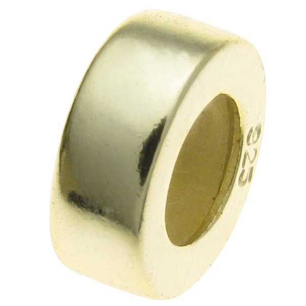 14K Gold 925 Sterling Silver Round Bead for European Charm Bracelets 8mm
