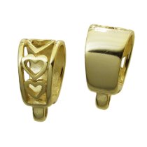 1x Vermeil 14K Real Gold Silver Sweet heart pendant clasp slide