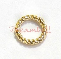 10x Vermeil 14K Gold plated over 925 Sterling Silver TWISTED Closed Soldered Jump Rings Wire 6mm