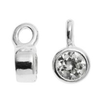 4x STERLING SILVER Round CZ DANGLE CHARM PENDANT 6.5mm
