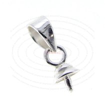 2 x Bright Sterling Silver Bail w/ Pin Pearl Pendant Clasp Slide