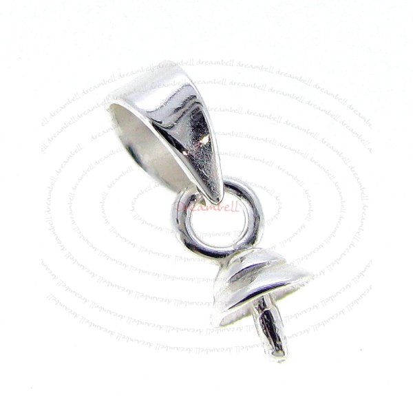 2 x Bright Sterling Silver Bail w/ Pin Pearl Pendant Clasp Slide