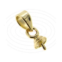 2x 14K Real Gold plated Sterling Silver Bail w/ pin Pearl pendant clasp slide