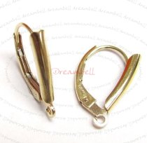 2x 14K Gold Filled SHEILD ear wire Leverback earwires Lever back with open ring