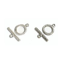 1x Bali Sterling silver TWISTED ROPE Toggle Clasp 10mm