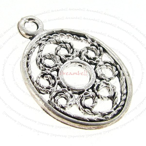 1x Antique Sterling silver OVAL Disc dangle Charm bead 17.8mm
