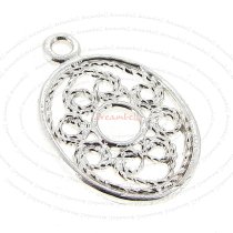 1x Bright Sterling silver OVAL Disc dangle Charm bead 17.8mm