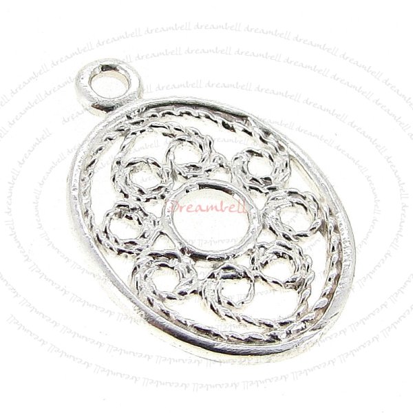 1x Bright Sterling silver OVAL Disc dangle Charm bead 17.8mm