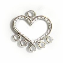2x Bright Sterling SILVER HEART Bead Chandelier Earrings Connector 13.5 x 15mm
