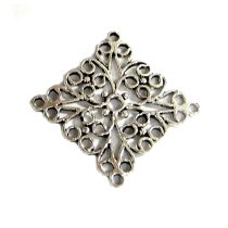 Antique Sterling silver FILIGREE Center Piece Connector 20mm