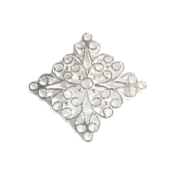 Bright Sterling silver FILIGREE Center Piece Connector 20mm