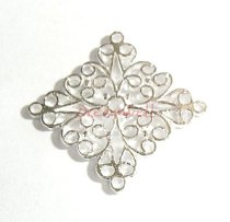 Bright Sterling silver FILIGREE Center Piece Connector 20mm