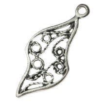 1x Antique Sterling silver Twist Leaf dangle Charm bead 23mm