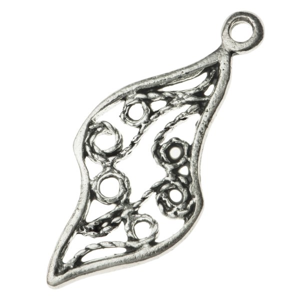 1x Antique Sterling silver Twist Leaf dangle Charm bead 23mm