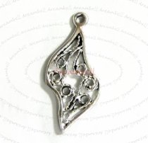 1x Antique Sterling silver Twist Leaf dangle Charm bead 23mm