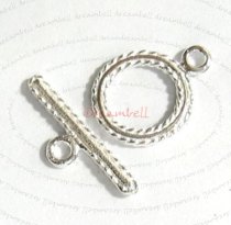 1x Bright Sterling silver TWISTED ROPE Toggle Clasp 10mm