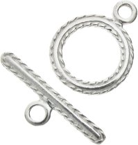1x Sterling Silver Twisted Rope Toggle Clasp | 10mm Textured Jewelry Closure