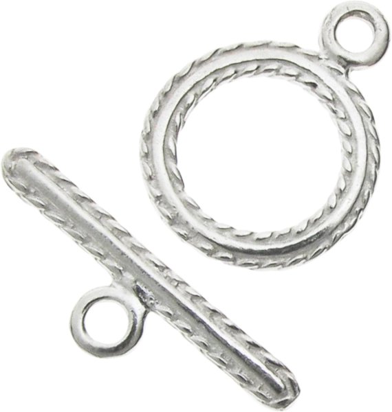 1x Sterling Silver Twisted Rope Toggle Clasp | 10mm Textured Jewelry Closure