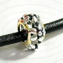 14K Gold Plated 925 Sterling Silver SILVER FLOWER BEAD for European Charm Bracelets 10mm