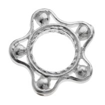 1x Sterling Silver Round Star Flower spacer bead Slide13.5mm