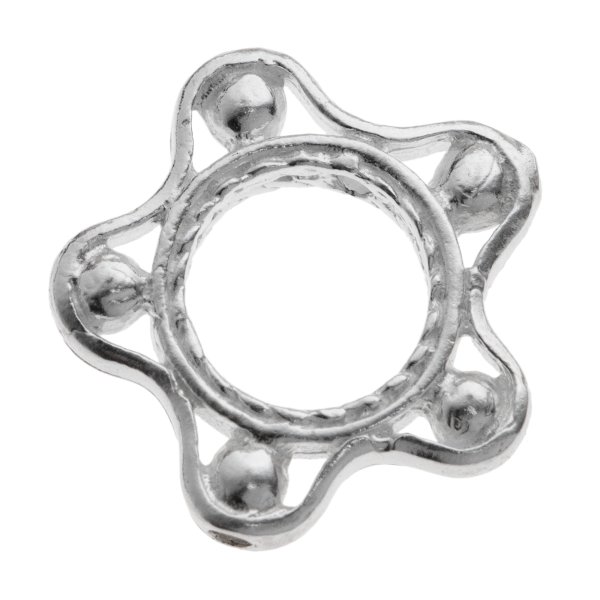 1x Sterling Silver Round Star Flower spacer bead Slide13.5mm