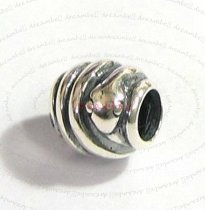Sterling Silver Coiled Snake bead Tube for European Charm Bracelets