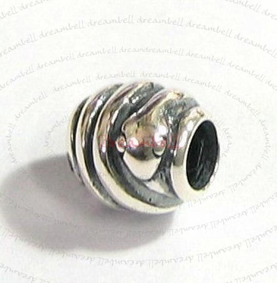 Sterling Silver Coiled Snake bead Tube for European Charm Bracelets