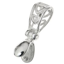 1x STERLING SILVER Heart Bail Pinch In Pendant Clasp Connector Slide