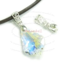 1x STERLING SILVER Heart Bail Pinch In Pendant Clasp Connector Slide