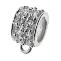Sterling Silver LEATHER CORD PENDANT CONNECTOR CZ crystal for European Charm