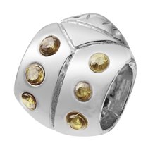 STERLING SILVER Lady Bug Lt Green CZ BEAD TUBE for European Charm Bracelets