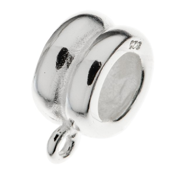 1 x Sterling Silver Pendant Charm Connector Cord Ring Slide Bail for European Charm