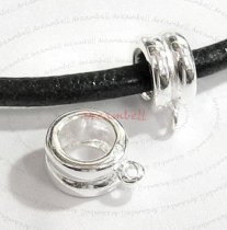 1 x Sterling Silver Pendant Charm Connector Cord Ring Slide Bail for European Charm