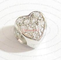 Sterling Silver HEART Love Clear CZ crystal Bead for European charm Bracelet