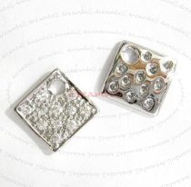 1x Bright Sterling silver CZ crystal Diamond Disc Dangle Charm Pendant