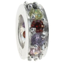 Sterling Silver ROUND RING Bead Mixed CZ crystals for European Charm Bracelets