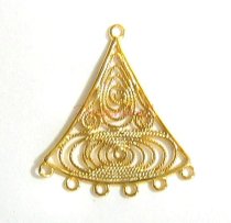 2x 14K Gold plated over Sterling silver Filigree Chandelier Earrring Connector 27mm