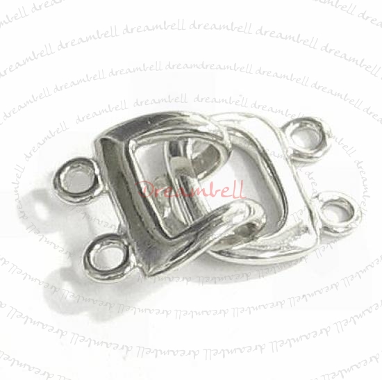 1x Sterling Silver 2-strand HOOK EYE clasp TOGGLE 11.8mm