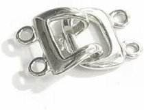 1x Sterling Silver 2-Strand Hook & Eye Clasp - 11.8mm Multi-Strand Toggle