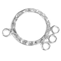 2x STERL SILVER Round Hammered hoop Chandelier Connector 24mm