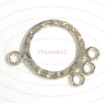 2x STERL SILVER Round Hammered hoop Chandelier Connector 24mm