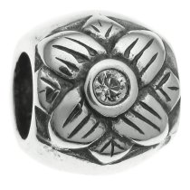 Sterling Silver Sun flower CZ crystal 9mm for European Charm Bracelets