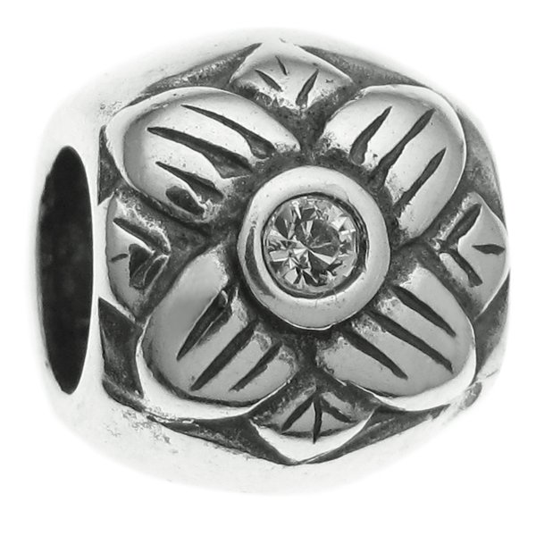 Sterling Silver Sun flower CZ crystal 9mm for European Charm Bracelets